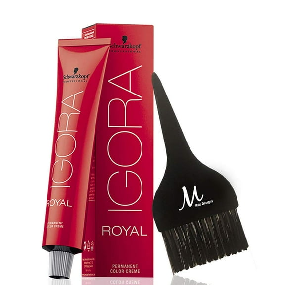 Igora Royal 7-00 Medium Blonde Natural Extra Permanent Hair Color and M Hair Designs Tint Brush (Bundle 2 items)