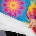 thumbnail image 3 of Oversized Wearable Blanket Hoodie,Colorful Tie Dye Mandala Pattern Sherpa Blanket Hoodie with Super Pockets,Super Warm Fuzzy Pullover for Women & Men, 3 of 6