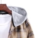 thumbnail image 5 of Camisas De Vestir Para Hombre Camisa de manga larga con cuello encapuchado y estampado a cuadros informal de otoño e invierno para hombre (Khaki, XXL), 5 of 7