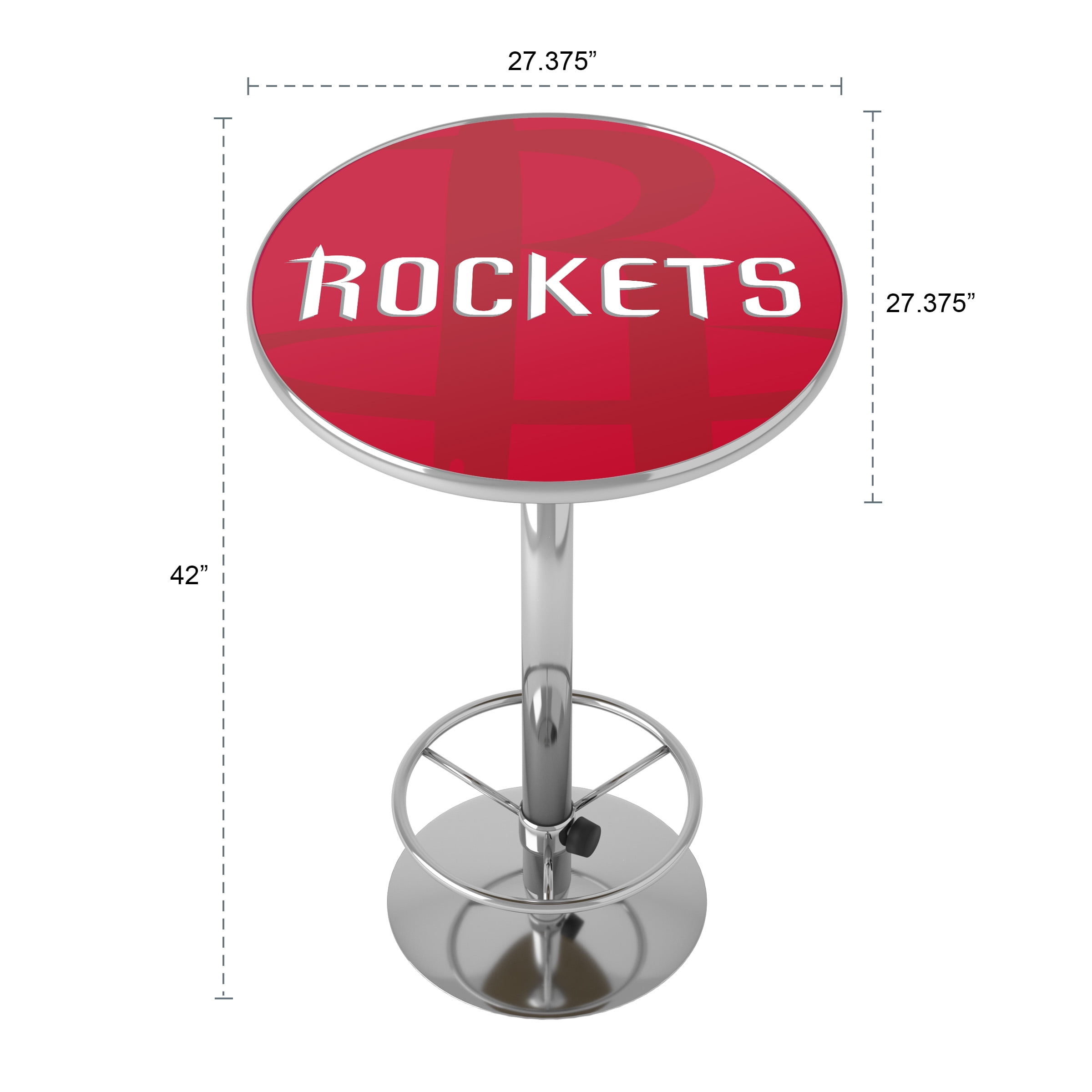 Houston Rockets Fade Bar Table with Adjustable Footrest and Acrylic Top