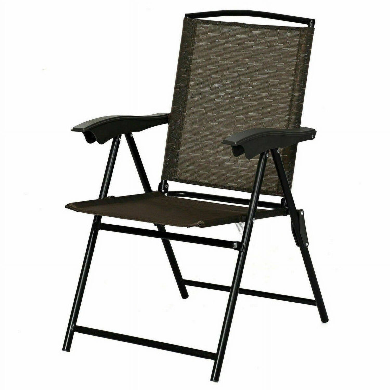 Aimee Lii 2 Pieces Folding Sling Chairs with Steel Armrests and Adjustable Back for Patio, Outdoor Patio Set