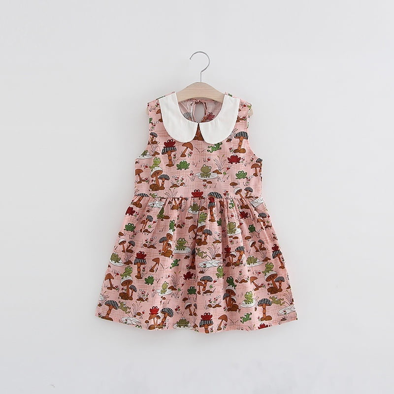 Fashion Frog Print Princess Dresses Doll Collar One piece Dress Baby Girl Clothes