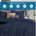 thumbnail image 3 of 800 TC 100% Egyptian Cotton Premium Duvet set Zipper Closur Ultra Soft Durable and Fade Resistant Color Navy Blue Stripe size Full, 3 of 5