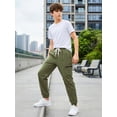thumbnail image 3 of HILEELANG Kids Quick-Dry Cargo Pants Lightweight 4-Way Stretch Outdoor Joggers for Boys & Girls 7-8 Years Olive Green, 3 of 14