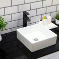thumbnail image 2 of Kichae Fregadero cuadrado de 15 x 15 para baño, porcelana, cerámica, blanco, lavabo sobre encimera, moderno fregadero para gabinete, lavabo, hotel, lavabo artístico, lavabo para el hogar, 2 of 7