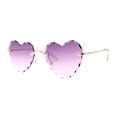 thumbnail image 2 of Hippie Flower Petal Beveled Lens Heart Shape Rimless Sunglasses Gold Purple, 2 of 4