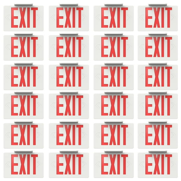 Sunco 24 Pack LED Exit Sign with Emergency Light, Commercial Grade Double Sided Fire Exit Lights, Backup Battery, Illuminated Emergency Exit, 120-277V, Dual Mounting, UL 94V-0 Fire Resistant