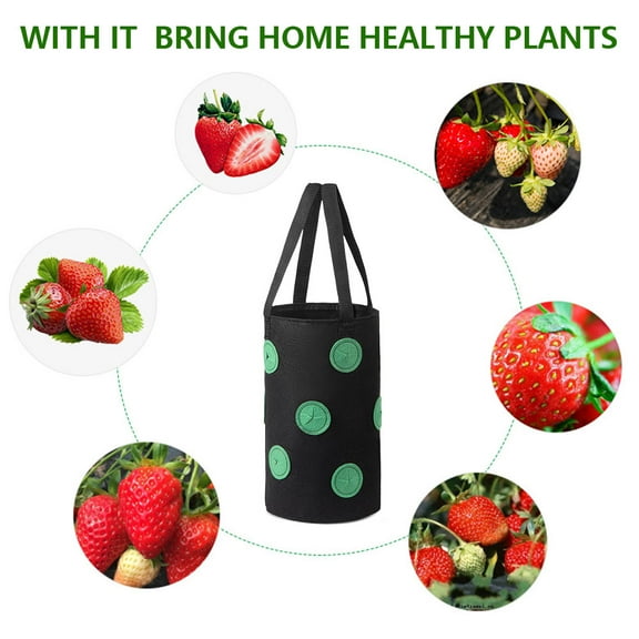 ZOELNIC 4Pack Black Hanging Grow Planting Bag Garden Flower Baskets Strawberry Pouch Herb Pots