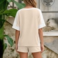 thumbnail image 7 of WAYUTE Shorts Sets for Women Plus Size Casual Summer Patchwork Color Short Sleeve T Shirt and Shorts Athletic 2 Piece Sports Outfit Clothing Sets, 7 of 7