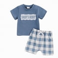 thumbnail image 4 of TOWED22 2Pcs Toddler Baby Boy Baseball Outfit Set Letter Print T-shirt Top with Baseball Shorts Summer Clothes(Blue,6-9M), 4 of 4