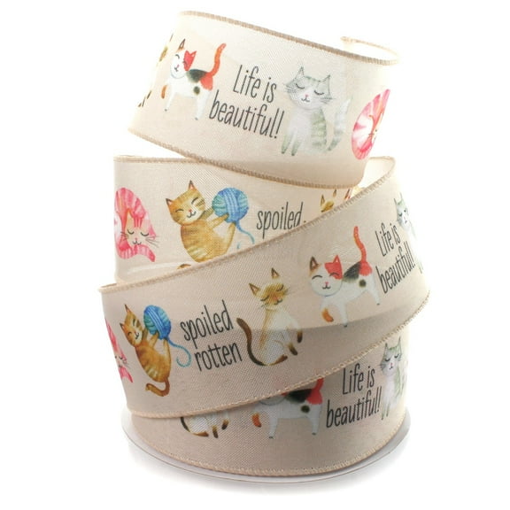 2 1/2" Wired Ribbon Cats Life 10yds