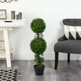 thumbnail image 3 of Nearly Natural 34" Boxwood Double Ball Topiary Artificial Tree (Indoor/Outdoor), Green, 3 of 4
