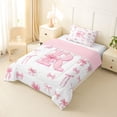 thumbnail image 2 of Castle Fairy Pink Bow Letter R Twin Comforter Sets 3-Piece for Girls,Ribbon Bowtie Princess Bedding Set,Pink Reversible, 2 of 6