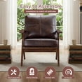 thumbnail image 2 of Ebello Mid-Century Modern PU Leather Accent Chair, Wood Frame Armchair with Removable Thick Padded Cushions for Living Room, Bedroom, Reception, Brown, 2 of 10