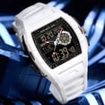 thumbnail image 4 of Men Watches Business Dress Chronograph Big Square Quartz Analog Male Watch Silicone Strap Waterproof Date Gift Mens Wrsit Watch, 4 of 6