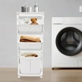 thumbnail image 4 of 4-Tier Laundry Hamper Basket with Wheels Portable Rolling Laundry Baskets Laundry Hampers Clothes Storage Organizer Shelf PP Clothes Sorter Hampers White, 4 of 17