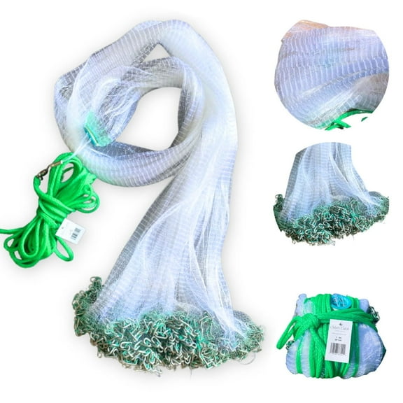 Silver Catch 5' Radius Cast Net Featuring 3/8" Mesh, True Six-Panel Design for Optimal Bait Capture, Durable and Reliable Tool