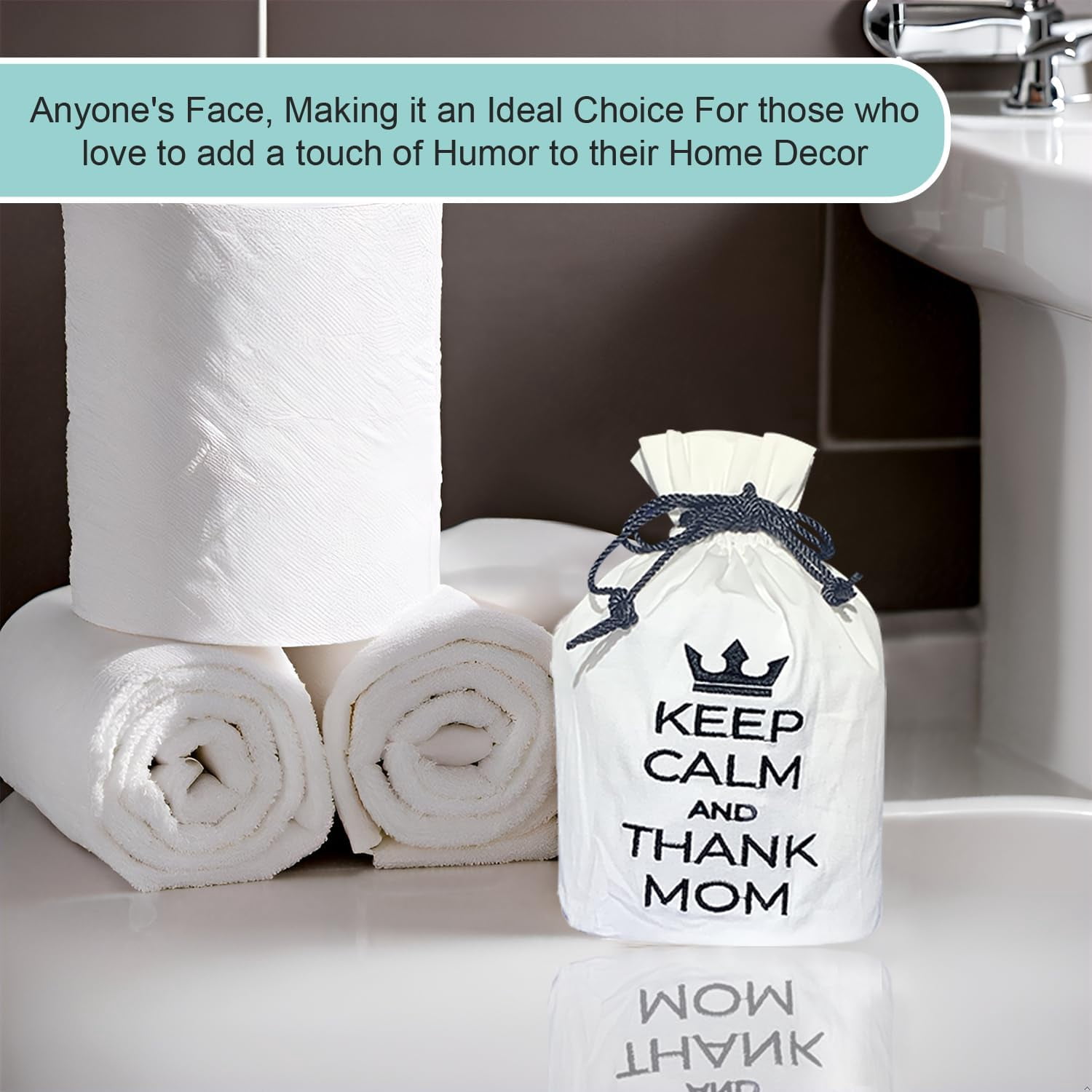 Born Uncommon Toilet Paper Roll Cover - 9" x 5.5" Reusable Cotton Toilet Paper Cover with Drawstring Closure – Decorative Bathrooms Tissue Roll Storage Bag
