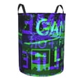 thumbnail image 3 of YFYANG Waterproof Laundry Hamper, Green Splash Pattern Laundry Basket Oxford Fabric with Handle Foldable, S, 3 of 8