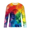thumbnail image 4 of Tie Dye Tops Mens Long Sleeve Graphic T-Shirts Slim Fit Crew Neck Colorful Workout Casual Sport Tees Tshirts (XL, Multicolor), 4 of 5