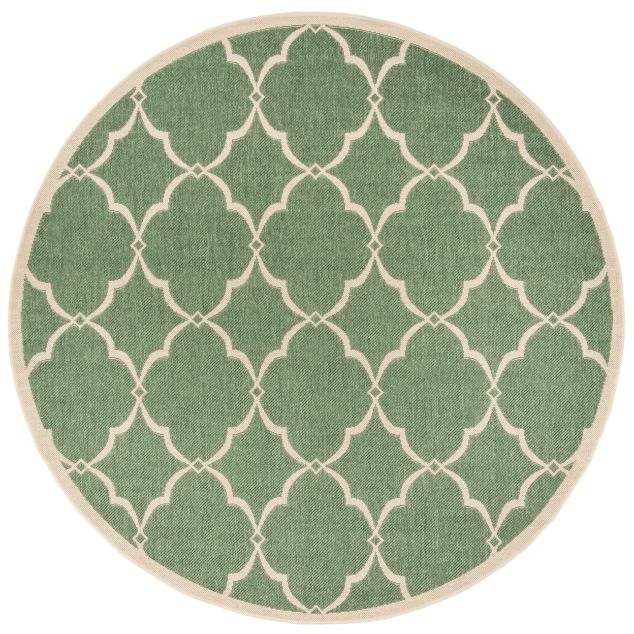 SAFAVIEH Beach House Sharla Geometric Indoor/Outdoor Area Rug, Green/Creme, 6'7" x 6'7" Square