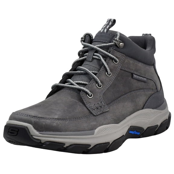 Skechers Respected Boswell Slip on Ankle Boots for Men Water Repellent Leather Comfort Insole Support
