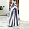 thumbnail image 6 of Womens Palazzo Pants 2026 Summer Linen Striped Wide Leg Trousers Elastic Waist Flowy Lounge Pant Pockets, S, 6 of 6
