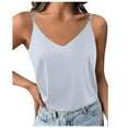 thumbnail image 7 of Beach Vacation Clothes for Women Cute Tops Women Silk Dip Tops 4 1 Crop Top Bra Top Clothes Shirts with Bra with Blouse Busty Warm Womens Silk Satin Camisole Tank V Neck White M, 7 of 7