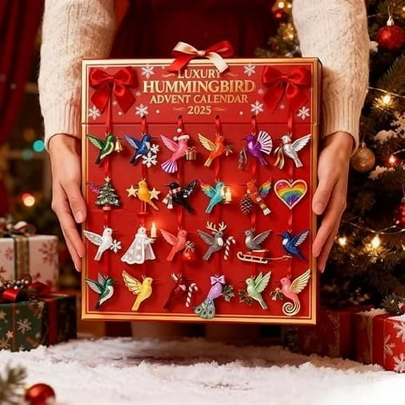 HHGBAD Hummingbird Advent Calendar 2025,24 Unique Hummingbird Ornaments, Delightful Daily Surprises for Holiday Decor Enthusiasts, Perfect Gift for Birdwatchers and Nature Lovers