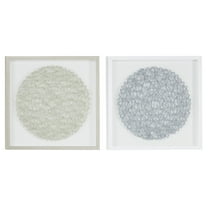 Decmode 20” Square Silver & Gray Abstract String Art Shadow Box Wall Decor, Set of 2