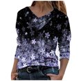 thumbnail image 3 of Pompotops T-shirt Décontracté à Manches Longues Imprimé Fleurs Printemps Automne Col en V pour Femmes Liquidation, 3 of 5
