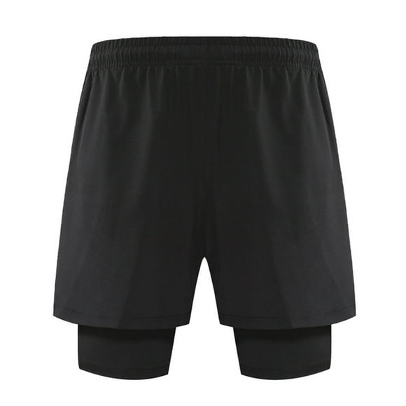 Pantalones cortos para correr 2 en 1 para hombre con forro, pantalones cortos de entrenamiento Dry Fit con bolsillos