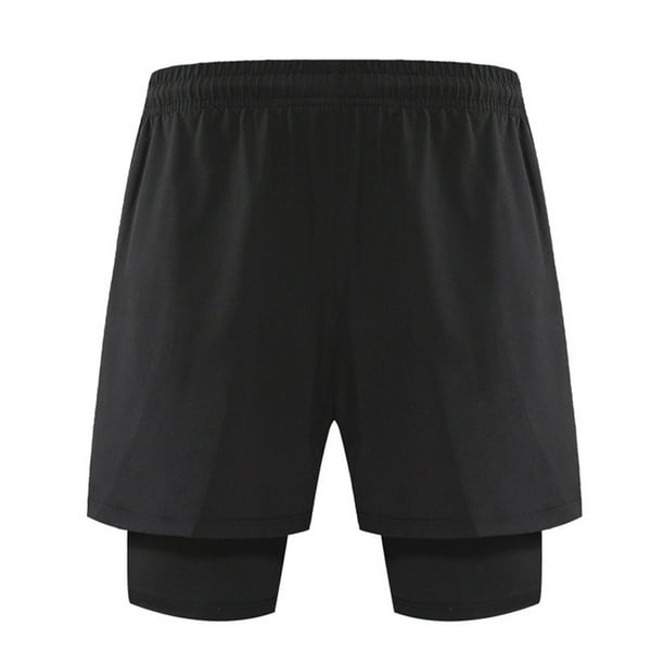 Pantalones cortos para correr 2 en 1 para hombre con forro, pantalones cortos de entrenamiento Dry Fit con bolsillos