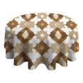 thumbnail image 4 of Beige and Brown Modern Art Geometric Round Tablecloth 60" X 60",Wrinkle Wipeable Table Cloth for Kitchen Dining Room Picnic Patio Party, 4 of 6