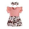 

Kids Sweatpants Girls Toddler Girls Fly Sleeve Ruffle Prints Tops Shorts Headbands 3PCS Summer Outfits&Set Welcome Home Baby Gift Set for Girls