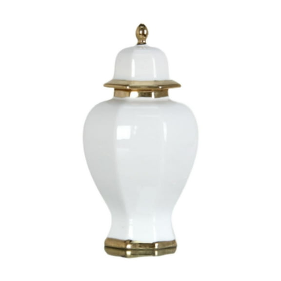 deevoka Ceramic Bud Vase Ceramic Ginger Jar with Lid for Entryway Office Living Room White