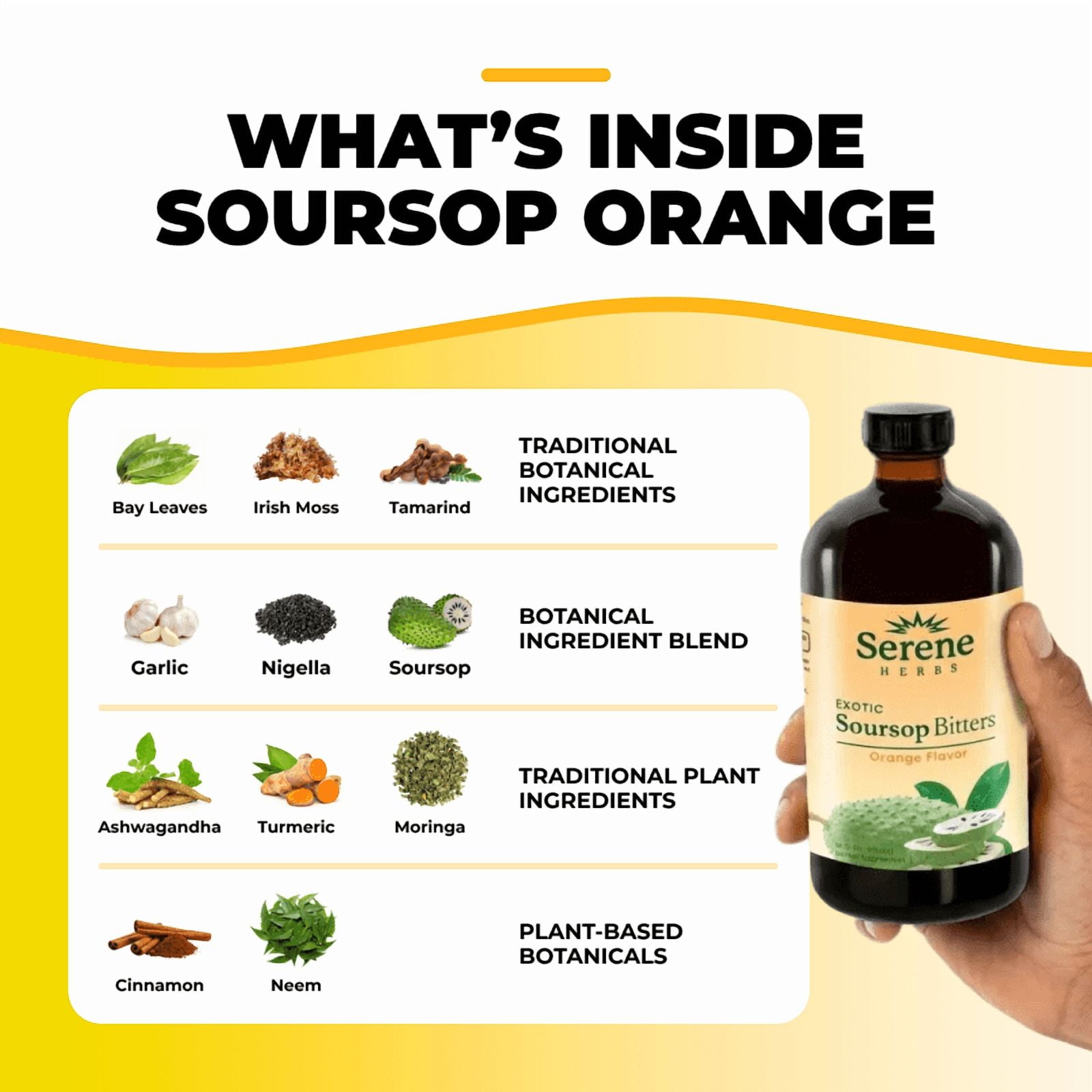 Serene Herbs Soursop Bitters Orange Flavor – Traditional Herbal Liquid Supplement, 16 fl oz