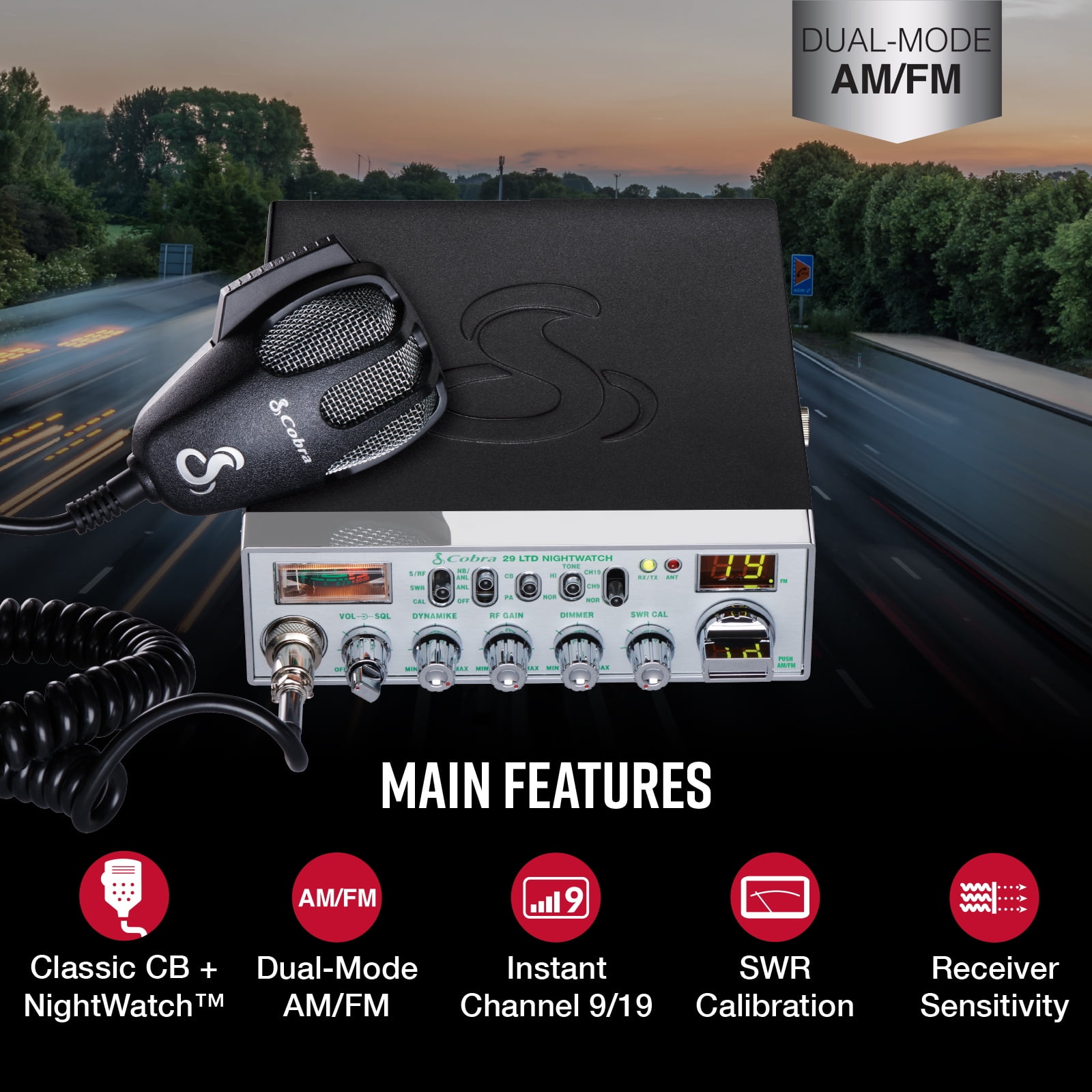 Cobra 29 LTD NW AM/FM Professional CB Radio, 40 Channels, 4 Watts, Instant Channel 9, SWR Calibration, Nightwatch Illumination Cobra 29 LTD NW AM/FM Professional CB Radio, 40 Channels, 4 Watts, Instant Channel 9, SWR Calibration, Nightwatch Illumination