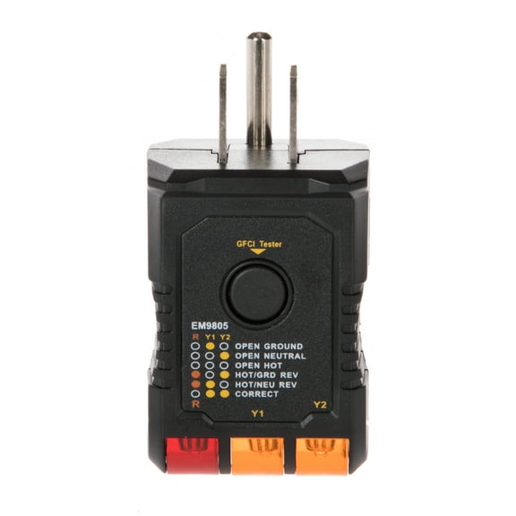 Hyper Tough GFCI Receptacle Tester TD35091B, Condition New, Height 1 in, 1.92 oz Weight, 125 V