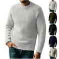 thumbnail image 4 of Lovskoo Men's Sweaters Pullover Crewneck Retro Long Sleeve Solid Color Sweater Tops White, 4 of 4