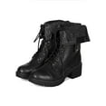 thumbnail image 5 of Bumper BG14 Womens Leatherette Sweater Fold Down Lace Up Combat Boot, 5 of 5