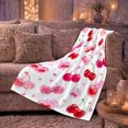 thumbnail image 6 of Glossy Red Cherries Hearts Sweet Kawaii, Cozy Friendship Quote Scene, Warm Flannel Blanket for Living Room and Reading Nook, Art Lovers Friendship Gift, Playful Home Decor, 6 of 9