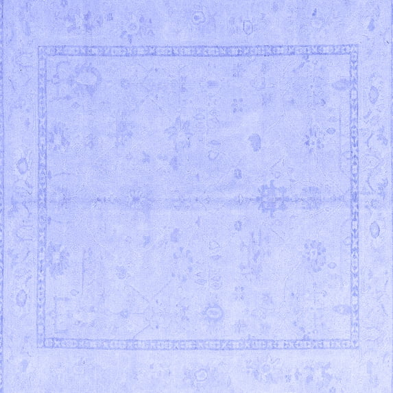 Ahgly Company Machine Washable Indoor Square Oriental Blue Traditional Area Rugs, 8' Square