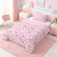 thumbnail image 2 of Manfei Pink Seashell Starfish Bow Twin Comforter Sets for Kids Girls, Kawaii Ocean Wildlife Bedding Set, Pink Reversible 2pcs, 1 Comforter and 1 Pillowcase, 2 of 6
