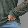 thumbnail image 6 of SUNBS Womens Tops Hollow-Out Lace Crewneck Blouses Fashion Casual Long Sleeve Shirts, 6 of 8