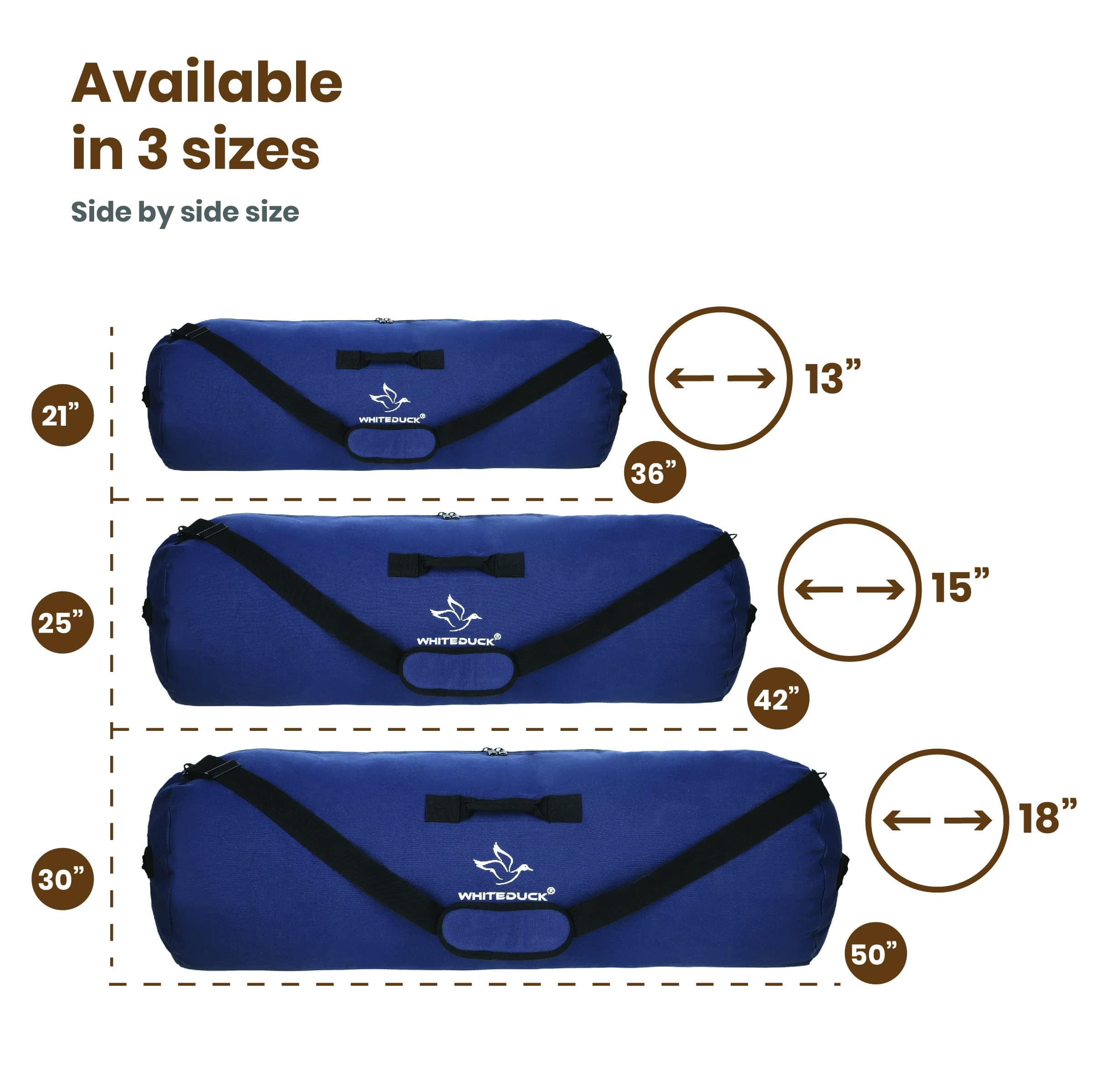 WHITEDUCK HOPLITE Heavy Duty Military Canvas Duffel Bag, Military & Army Cargo Style, Foldable Tactical Outdoor Bag Duffle bag- Outdoors, Travel, Storage (Blue, Medium 21" x 36")