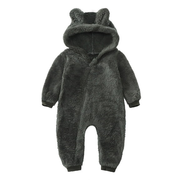 Baby Boys Girls Warm Hooded Coat Thick Baby Snowsuit Infant Jumpsuit Jacket Snow Suits Plush Cute Bear Ears Winter Romper