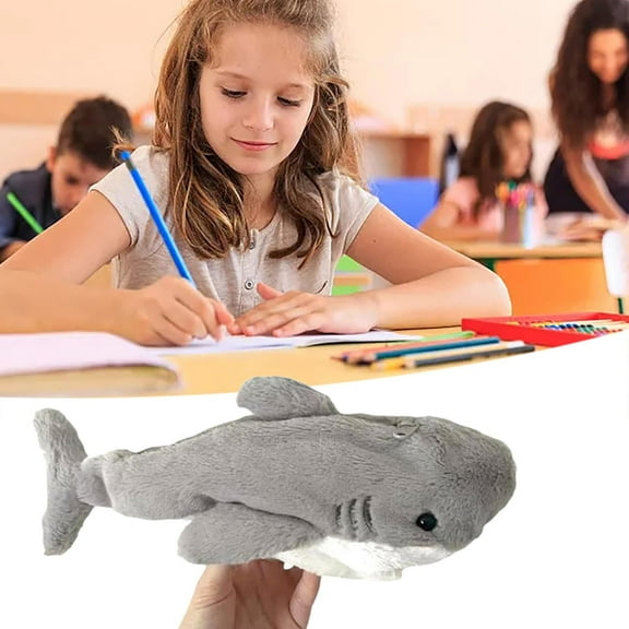 Cute Shark Pencil Case, Fluffy Plush Pencil Case, Zipper Kawaii Animal, Portable Pen Bag for Office Supplies, Plush Back to Supplies Special Pencil Case(1)