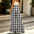 thumbnail image 6 of Sewkxo Womens Wide Leg Pants Drawstring Elastic High Waisted Ruffle Hem Palazzo Pants with Pockets,Dark Gray 2XL, 6 of 6