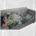 thumbnail image 6 of Winter Soft Flannel Fleece Throw Blanket, Childish Cartoon Image with Snowman and Colorful Umbreallas Between Buildings, Cozy Plush for Indoor and Outdoor Use, 60" x 80", Multicolor, by Ambesonne, 6 of 6